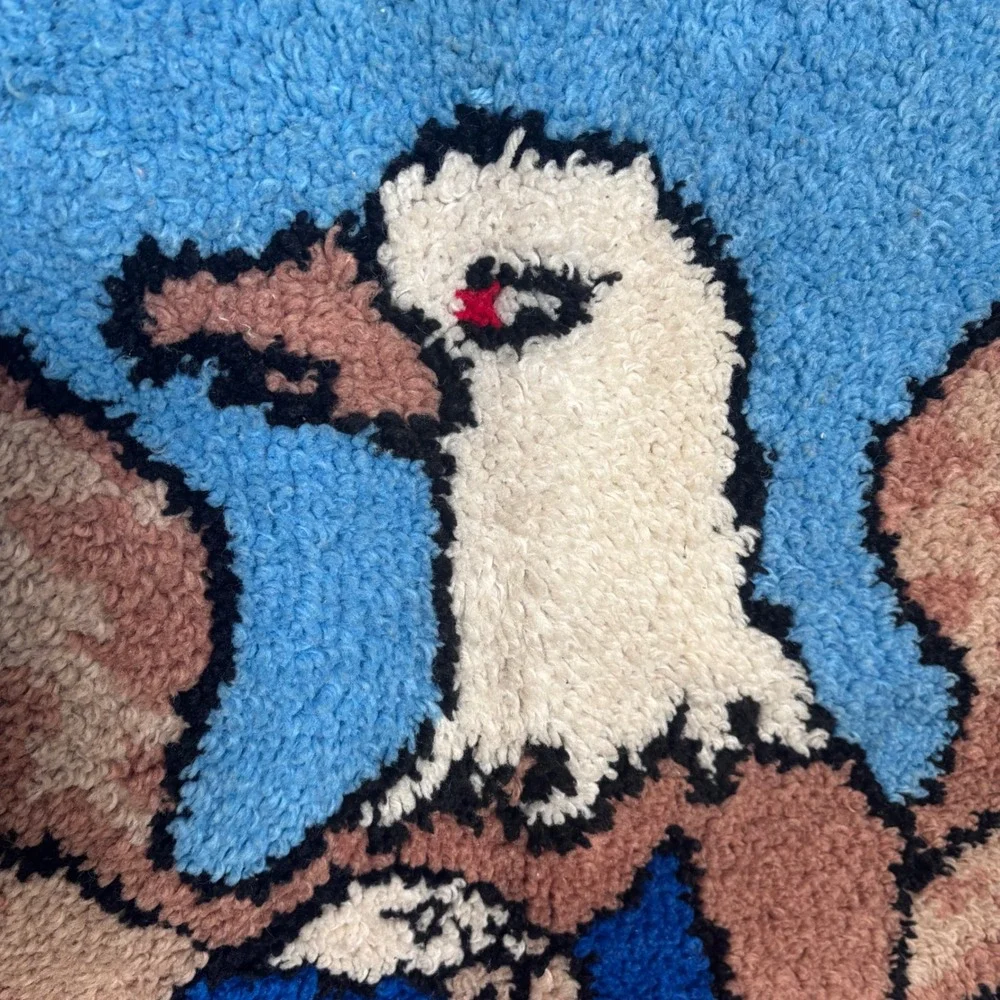 Unbranded Latch Hook Rug 46x33 Blue Patriotic Americana Eagle Shield Wall Art
